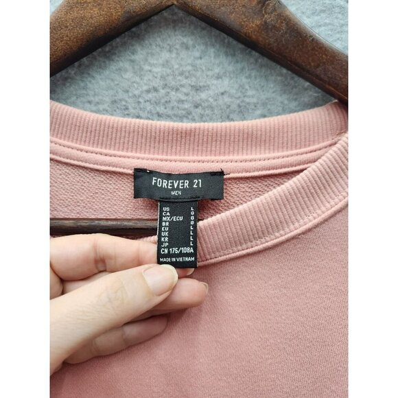 Forever 21 Mens Pink "All Nighter" Crewneck Sweatshirt Size Large - Picture 2 of 3